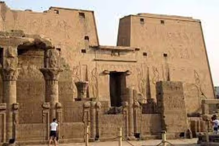 Kom Ombo Temple ruins by the Nile, sandstone pillars and gateway on Luxor to Abu Simbel guided trip