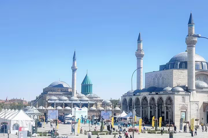 Konya Mevlana Museum and Selimiye Mosque square on 8-day mini group Turkey tour itinerary
