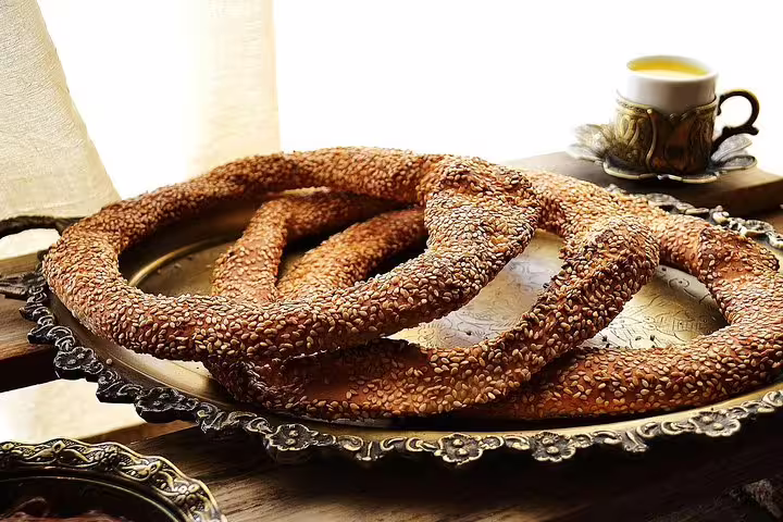 Sesame koulouri bread rings with Greek coffee, a classic bite on a Taste of Athens small-group food tour