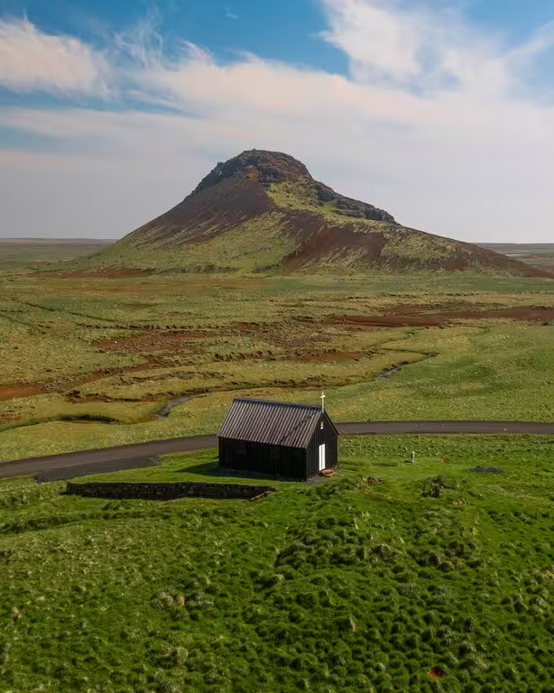 A picture of Krýsuvíkurkirkja in Reykjanes, Iceland 