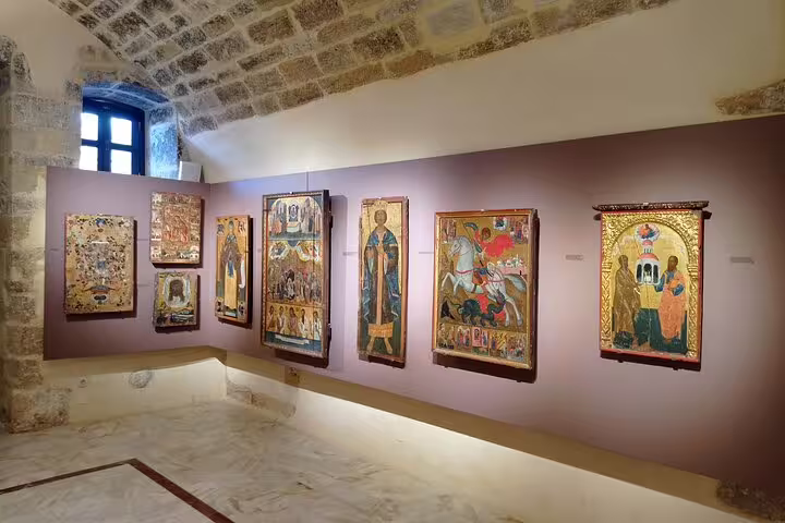 Admire colorful Byzantine iconography displayed in the tranquil halls of the Lady of the Angels Monastery.