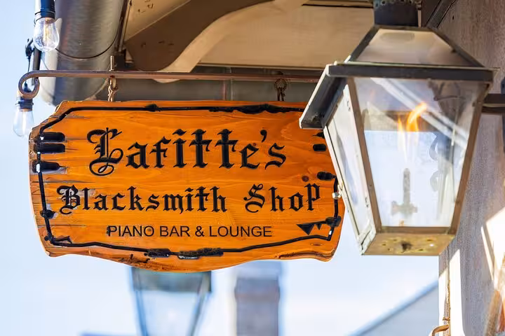Lafitte's Blacksmith Shop Piano Bar and Lounge sign in New Orleans French Quarter