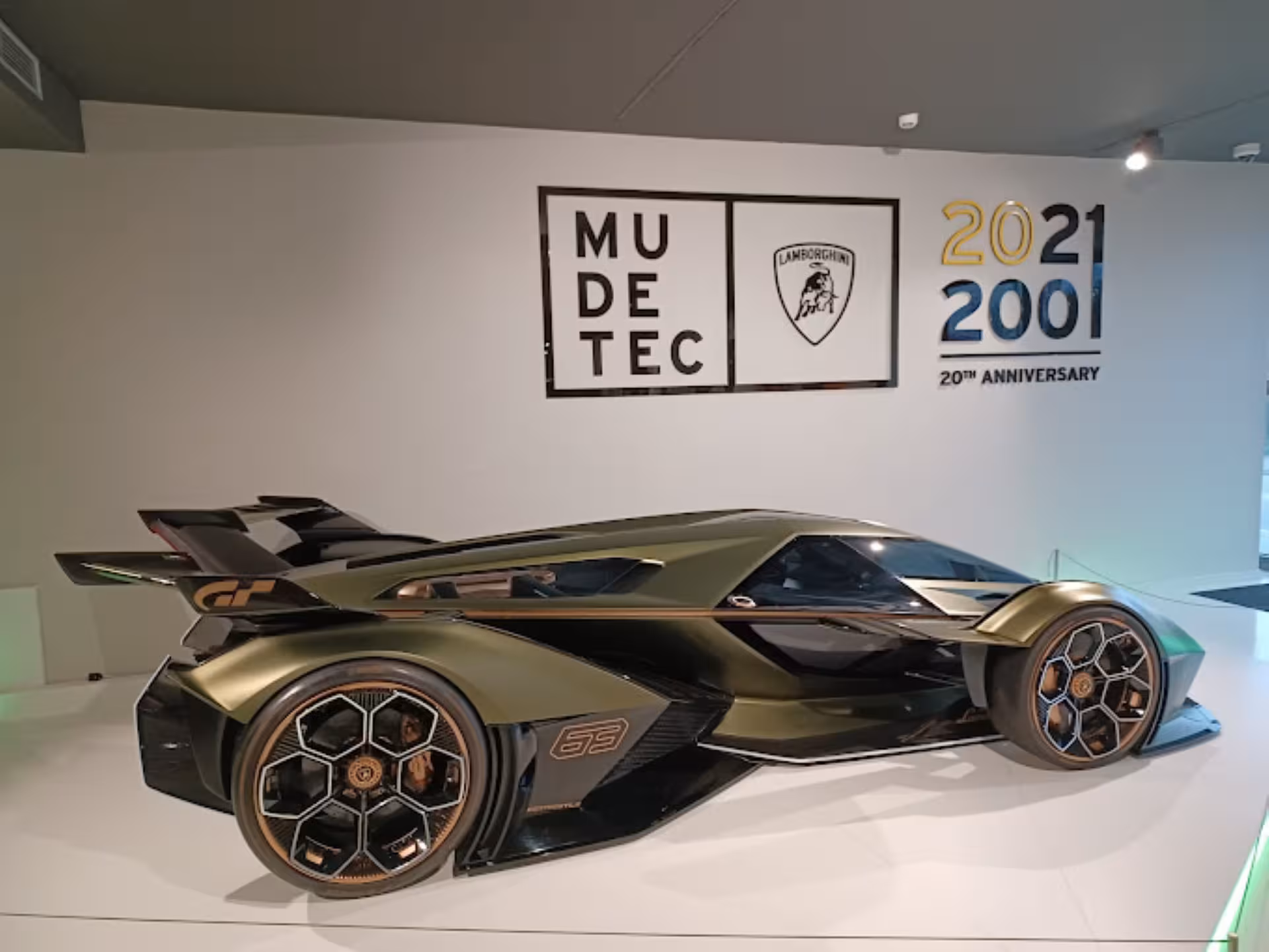 Futuristic Lamborghini concept car exhibit at MUDETEC, included in the Bologna Lamborghini Museum tour