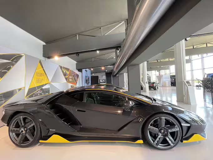 Lamborghini supercar on display at Museo Lamborghini in Modena, Italy, entry ticket experience