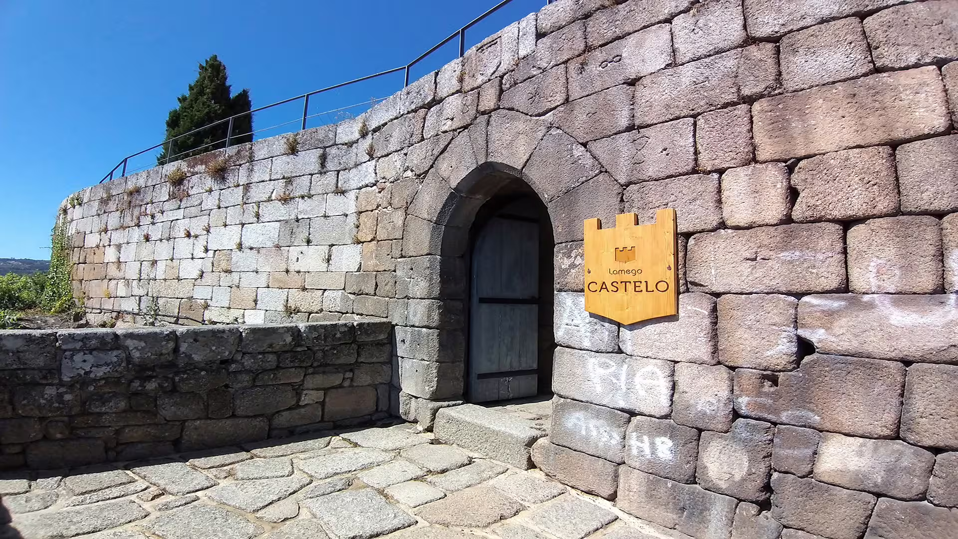 Historic stone entrance of Lamego Castle in Portugal, a highlight on the private tour to Viseu and the Dão wine region.