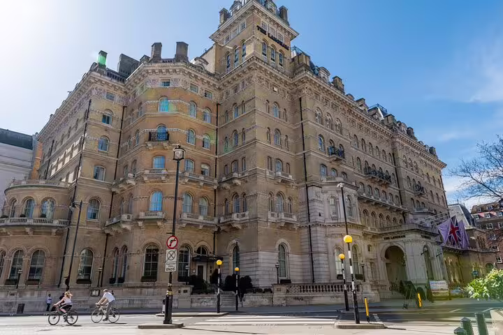 Grand Victorian facade of The Langham Hotel London, a Sherlock Holmes landmark on Baker Street