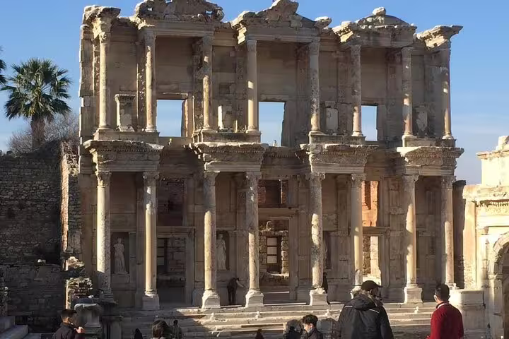 Library of Celsus in ancient Ephesus on a private less walking tour with Virgin Mary House and Artemis Temple