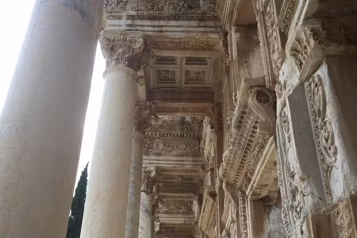 Ornate Library of Celsus portico columns in Ephesus, Seven Churches of Revelation 5-day guided tour