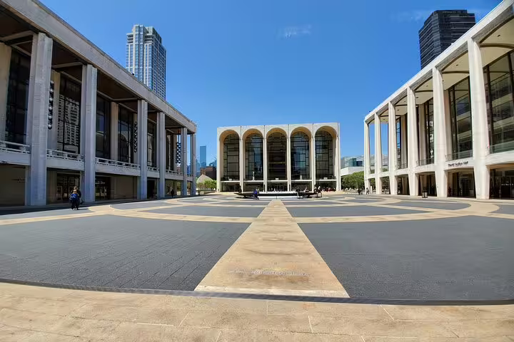 Lincoln Center plaza with Metropolitan Opera House and David Geffen Hall in New York City