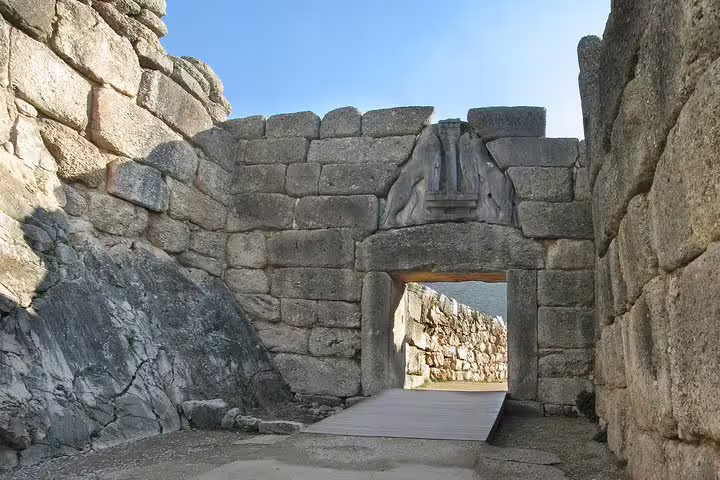 Lion Gate entrance at Mycenae citadel, key stop on Epidaurus, Mycenae and Nafplio small-group tour