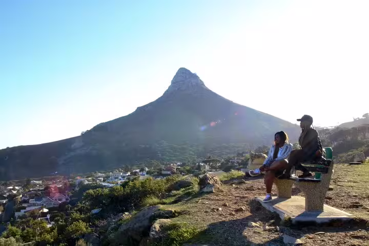 Scenic view of Lion's Head Mountain with visitors enjoying the panorama on the Cape Town full-day tour.