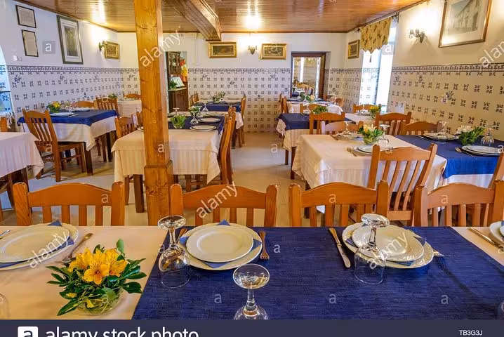 Traditional Portuguese restaurant dining room, local lunch stop on Lisbon to Porto or Porto to Lisbon tour transfer