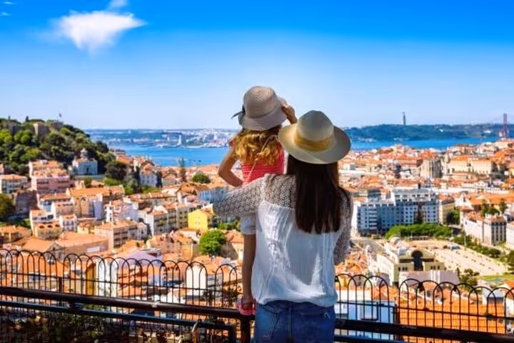 Enjoy breathtaking views of Lisbon from a scenic overlook on your private Sintra, Belém, and Cascais tour.