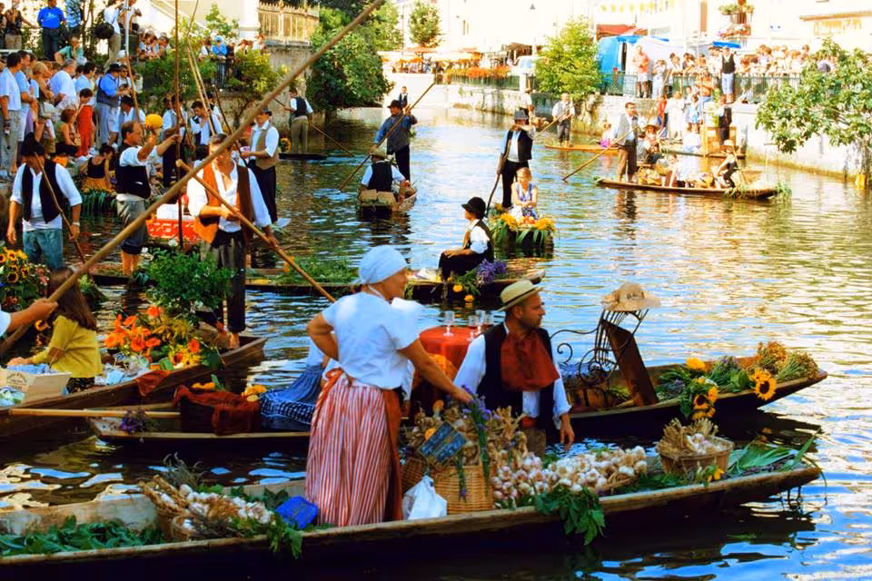 Floating market on the Sorgue River in L'Isle-sur-la-Sorgue, a highlight of Provence villages day tour