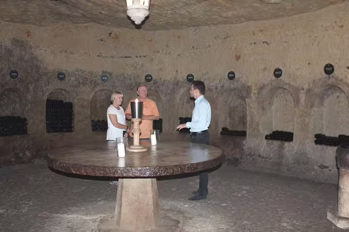 Guided Loire Valley wine cellar tasting in historic cave, part of château tour with lunch and local wines