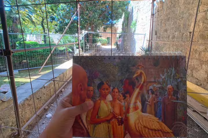 Lokrum garden filming spot photo match, shown on King’s Landing and Iron Throne group tour in Dubrovnik