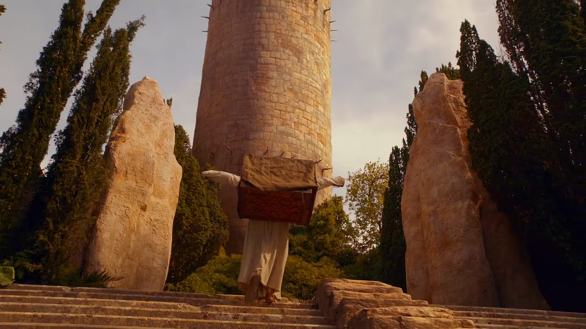 Lokrum Island Dubrovnik tower and stone steps, stop on Game of Thrones 3 hour tour from Old Town