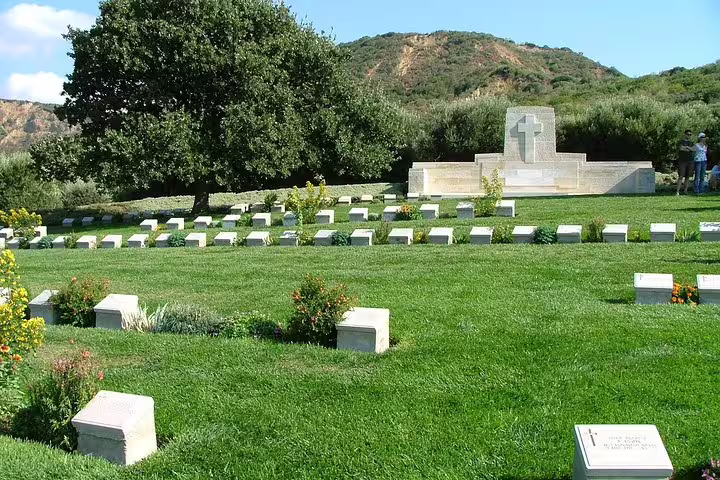 Lone Pine cemetery graves and cross memorial in Gallipoli, visited on private Istanbul to Gallipoli tour