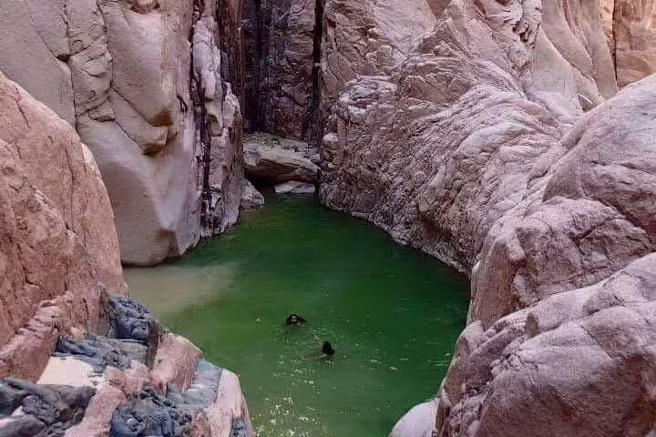 Lost Lake canyon oasis near Dahab, Sinai, a stop on a private Jeep safari tour from Sharm El Sheikh