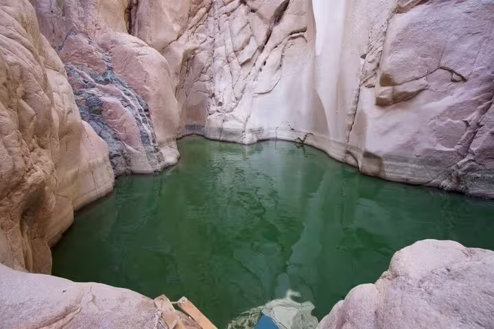 Emerald Lost Lake oasis in Sinai canyon, highlight stop on private Jeep safari from Sharm El Sheikh to Dahab