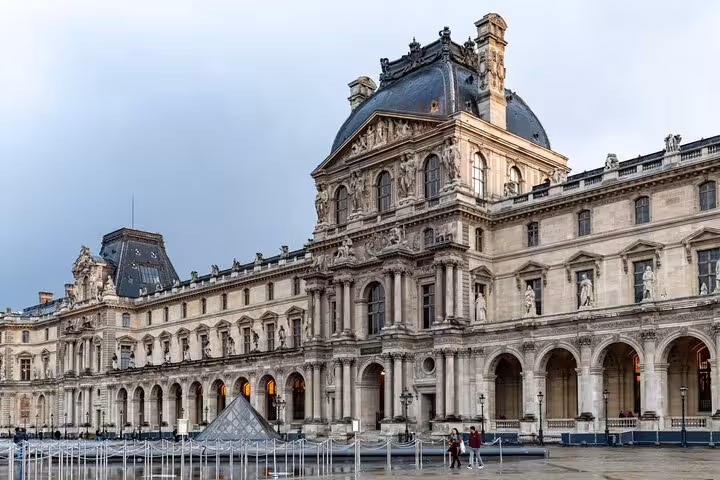 Louvre Museum exterior in Paris, key stop on private tour with Seine cruise and Eiffel Tower lunch