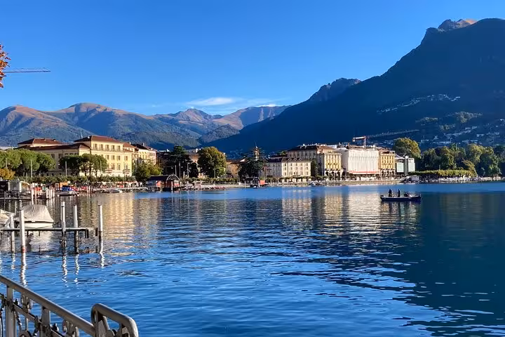 Lugano lakeside promenade and waterfront views, scenic stop on Como to Lugano and Bellagio tour