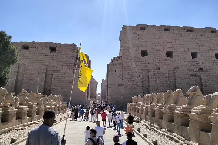 Avenue of Sphinxes at Karnak Temple, Luxor, on a luxury Egypt Cairo pyramids Nile cruise flight tour