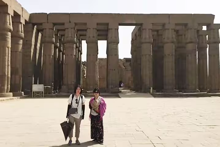 Tourists at Luxor Temple colonnade during 8 days 7 nights Jewels of Egypt Luxor and Aswan package