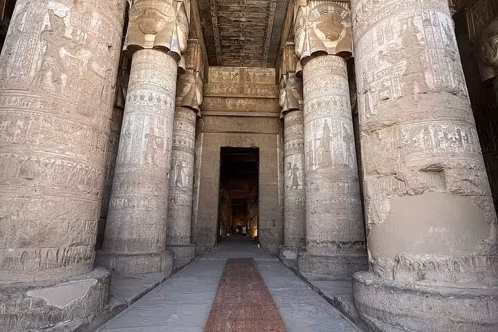 Explore the majestic columns and intricate hieroglyphs of Luxor Temple on a private guided tour.