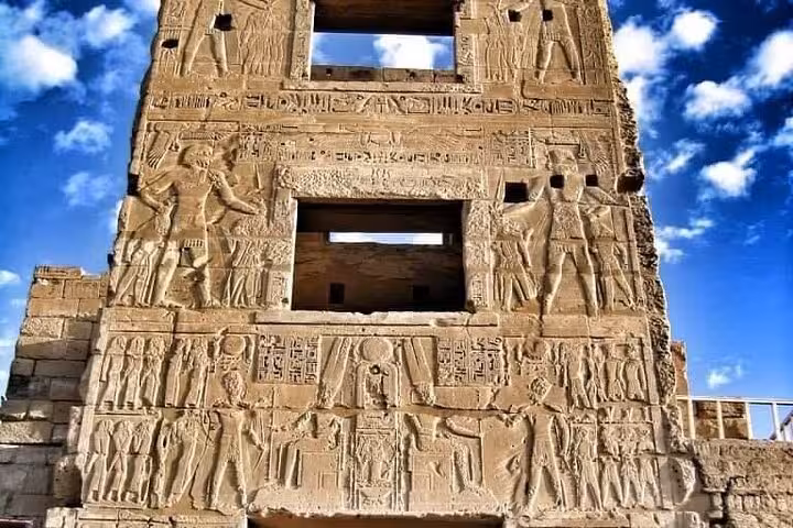 Luxor Temple stone wall carvings and hieroglyphs, highlight of private Hurghada to Luxor day tour