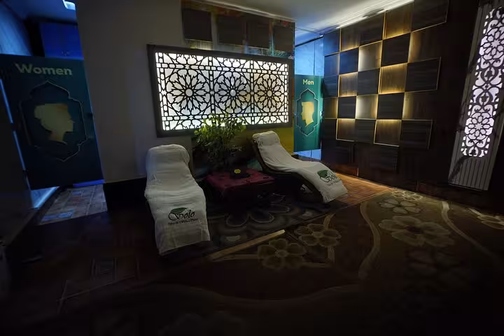 Luxury Sharm El Sheikh spa lounge for royal hammam and solo experience, serene relaxation room with daybeds
