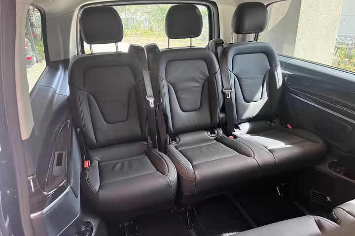 Spacious and comfortable leather seating inside a luxury vehicle for Milan to Zermatt Tasch transfer.