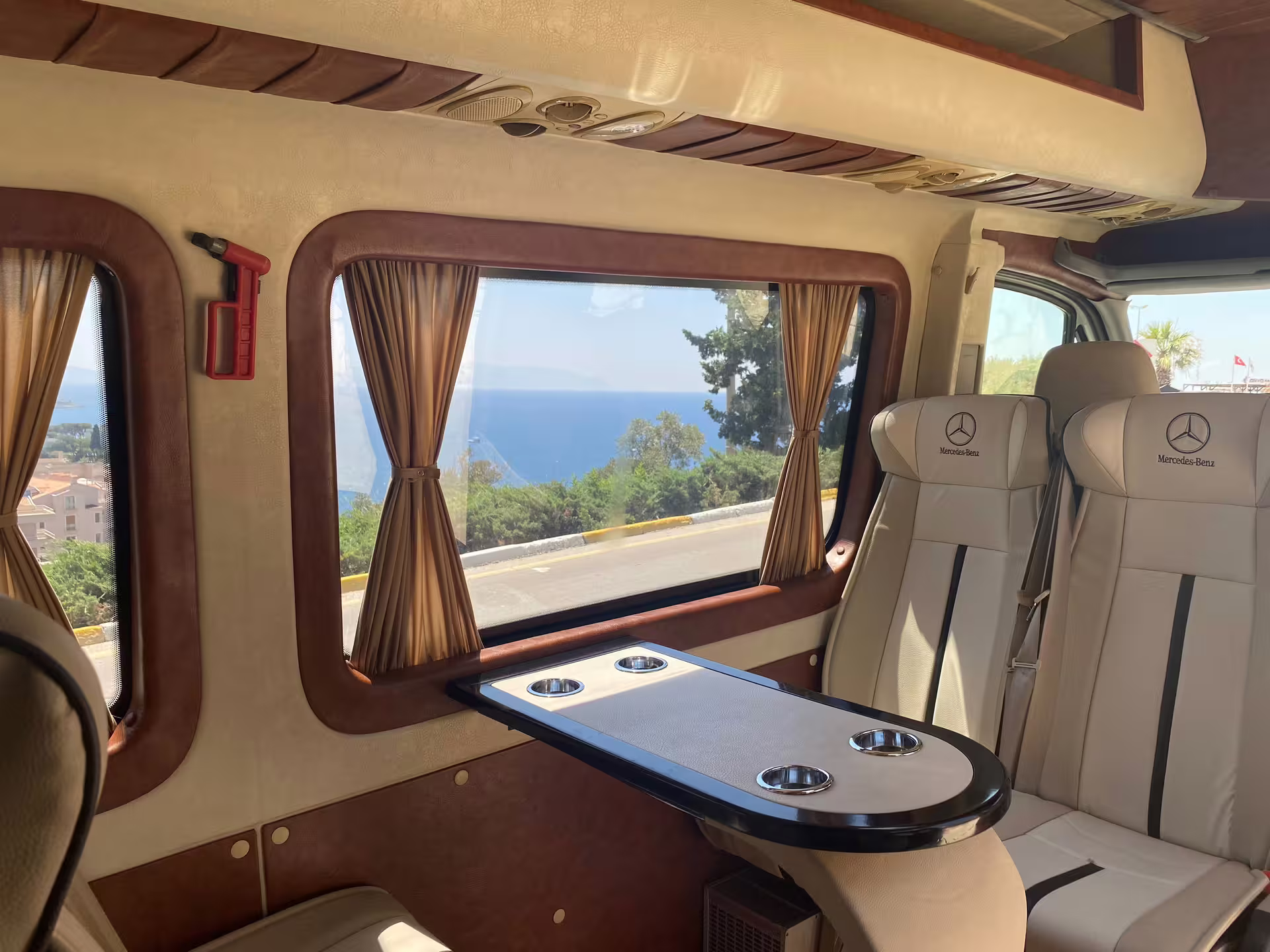 Luxury private Mercedes minivan interior for Ephesus and Sirince Village half-day tour with lunch included