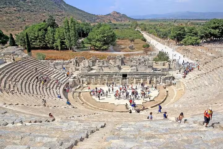 Luxury Mercedes van interior for Ephesus and Istanbul tour transfers, comfortable seating and sea-view drive