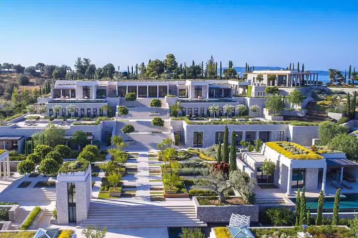 Luxury Mercedes van for private transfer from Porto Heli Amanzoe to Athens, ideal for port pickup