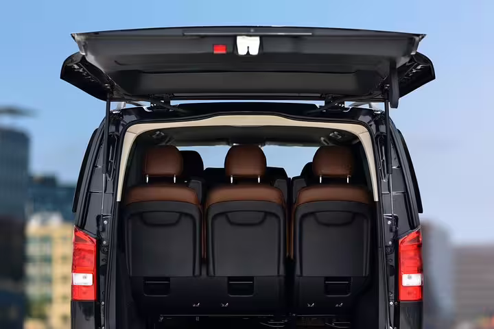 Spacious interior of luxury van for private transfer from Marco Polo airport to Venice cruise terminal.