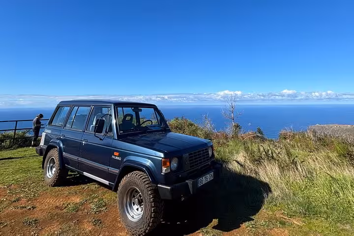 4x4 jeep at Madeira southwest coastal viewpoint on cultural and geological off-road adventure tour