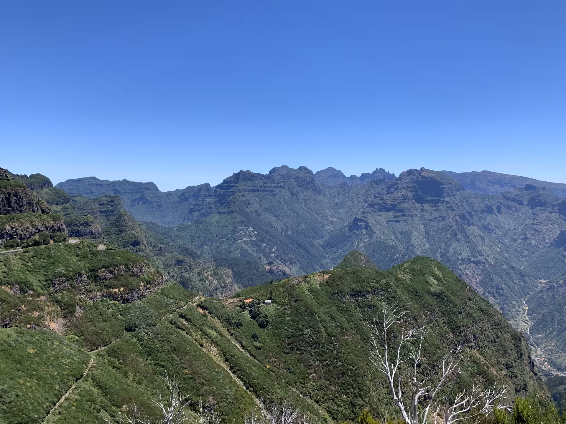 Exclusive private guided tour offering stunning panoramic views of Madeira's lush green mountain valleys and rugged peaks
