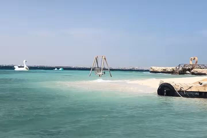 Turquoise shallows at Magawish Island near Hurghada, ideal stop on a private speedboat snorkeling trip