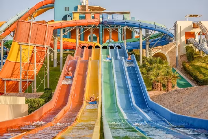 Multi-lane racing slides at Makadi Water World Aqua Park from Hurghada, Makadi, Safaga and El Gouna