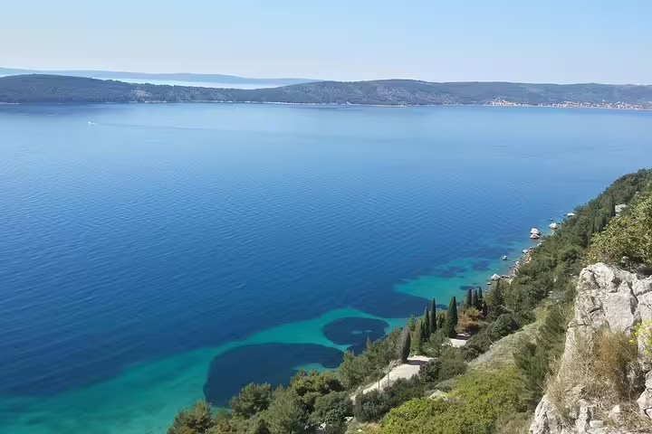 Turquoise Adriatic sea views from Marjan Park cliffs near Split on the Secret Marjan Park Hiking Tour