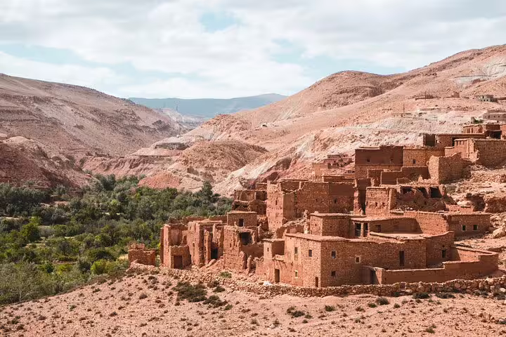Berber village and kasbah in the Atlas foothills on a private Marrakech to Telouet and Ait Benhaddou tour