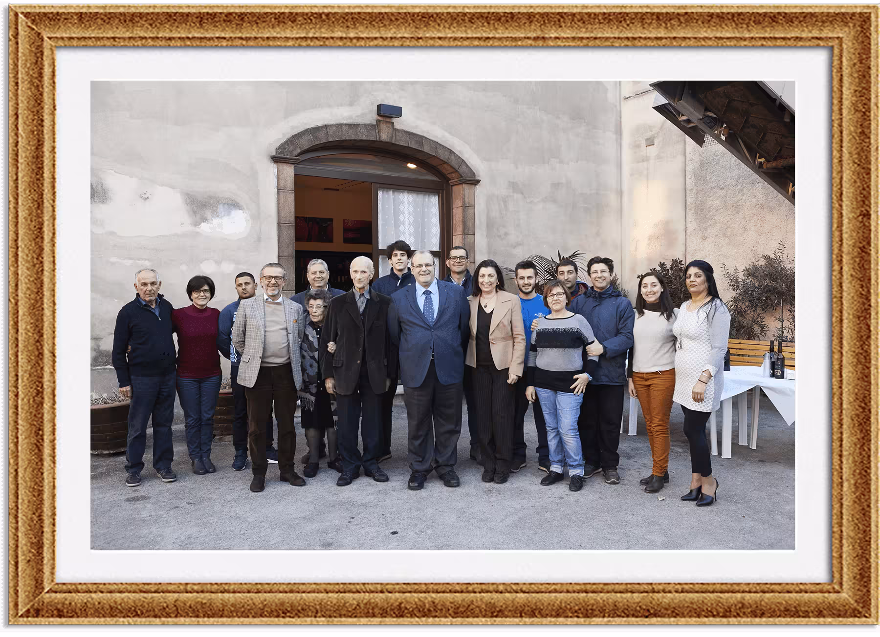 Group photo at a Marsala winery before the 7-wine tasting paired with traditional Sicilian dishes