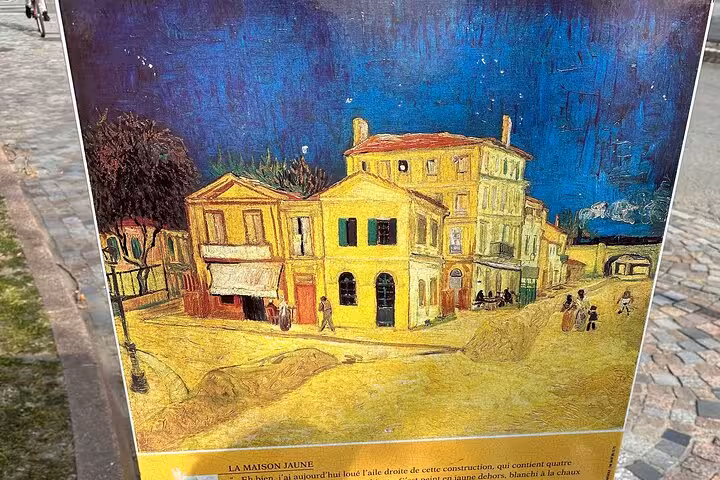 Van Gogh “La Maison Jaune” art display in Arles, a highlight on Marseille shore excursion day trip in Provence