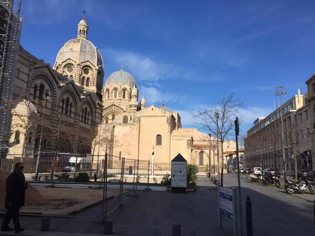 Marseille Cathedral La Major near Le Panier, key stop on oldest district walking tour in Marseille, France