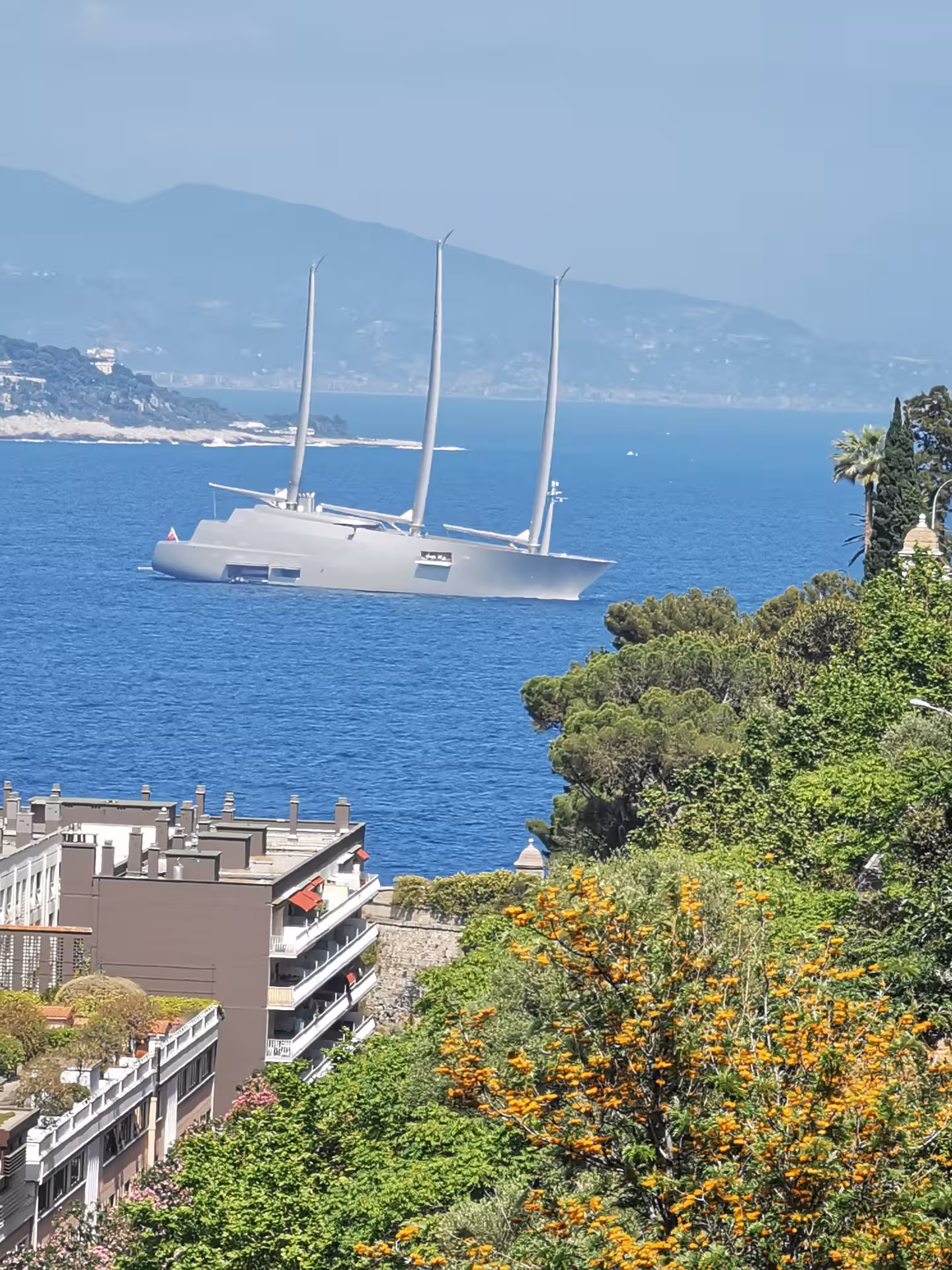 Luxury superyacht on the French Riviera near Nice, scenic coastal view on private Marseille shore excursion day trip