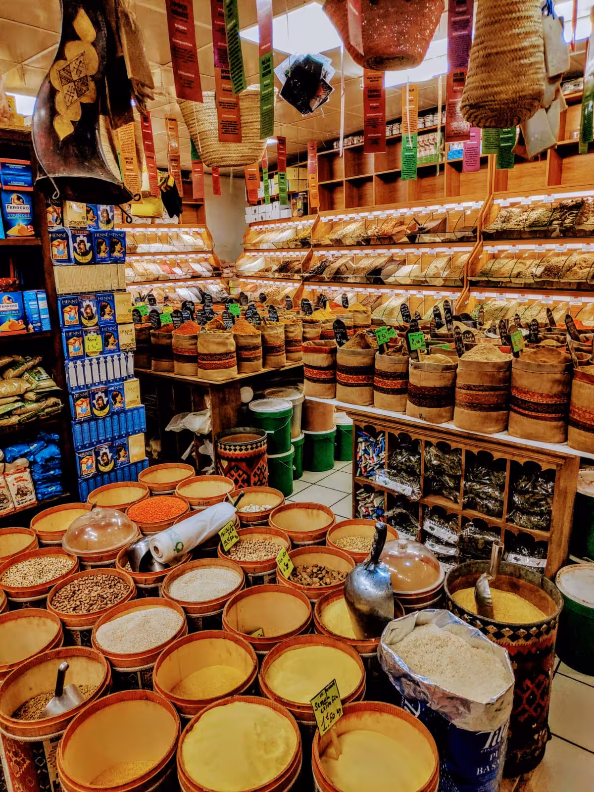 Traditional Marseille spice shop interior with herbs and grains, foodie experience on Marseille from all angles 3-day tour