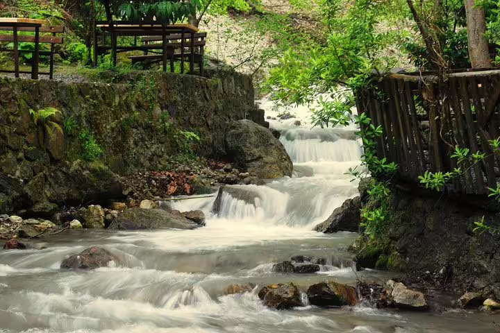 Maşukiye forest stream with small cascades and picnic decks, nature break on Istanbul to Sapanca tour