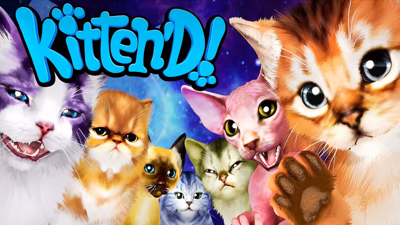 Kitten’d game artwork with cute cats, playful kids VR attraction featured in Matrix Energy (Kids) experience