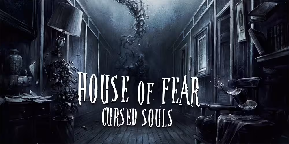 Matrix Ludicrous horror escape room poster showing eerie hallway scene with House of Fear Cursed Souls